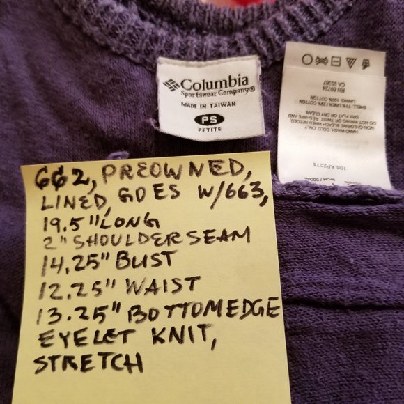 #662 Preowned Columbia Periwinkle Knit PS Top - Picture 7 of 9